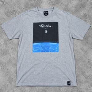 Primitive Men’s Medium Gray Graphic T-Shirt Blue Black Skate Streetwear Tee